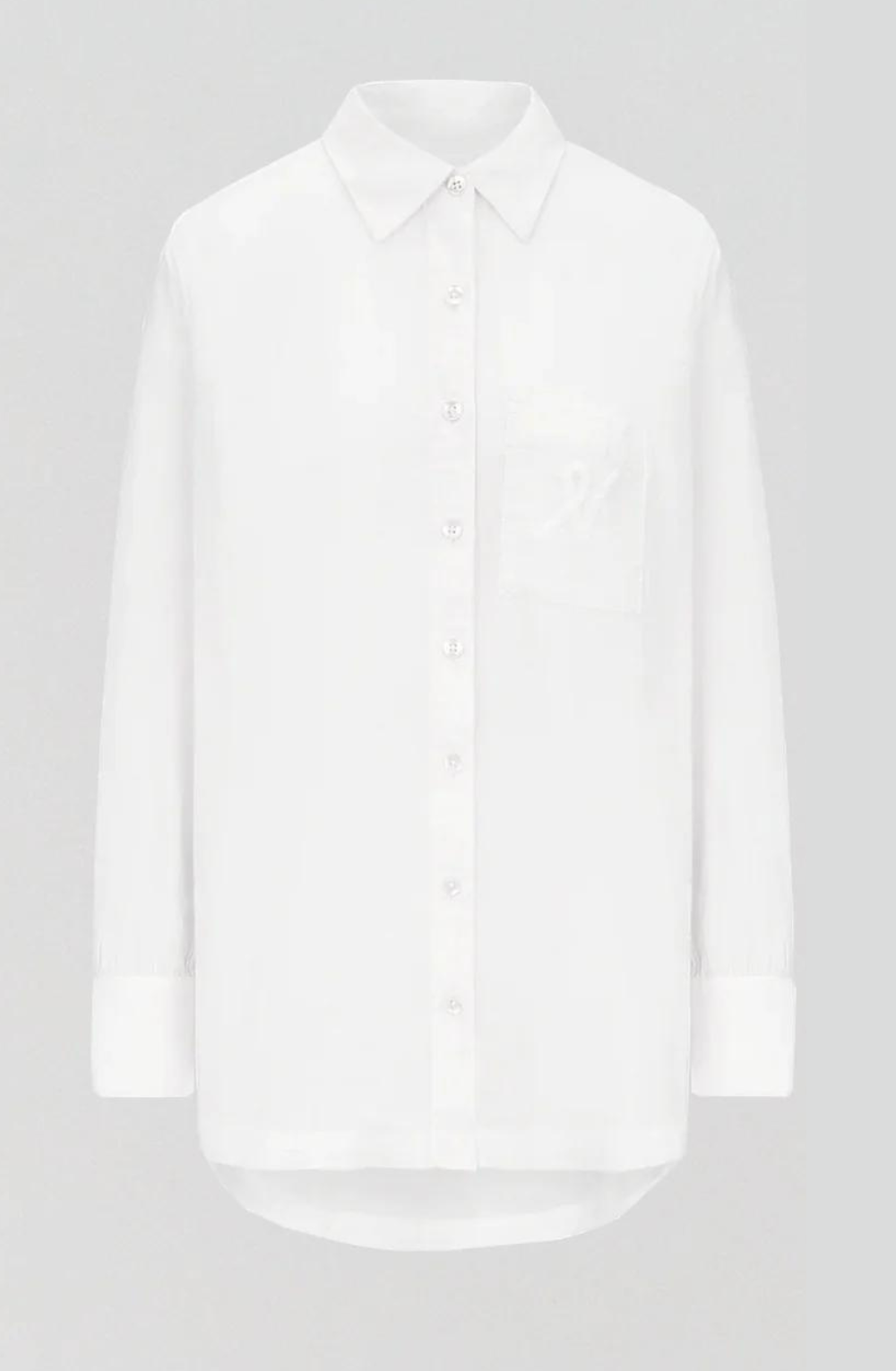 قميص بيجاما ميدي من القطن العضوي 100٪ باللون الأبيض