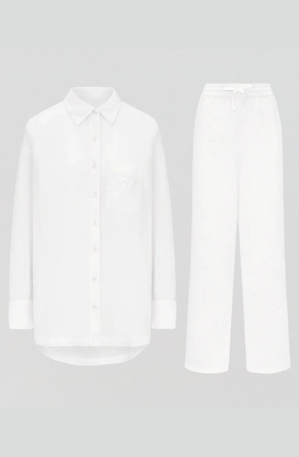 قميص بيجاما ميدي من القطن العضوي 100٪ باللون الأبيض